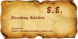Bicskey Balázs névjegykártya